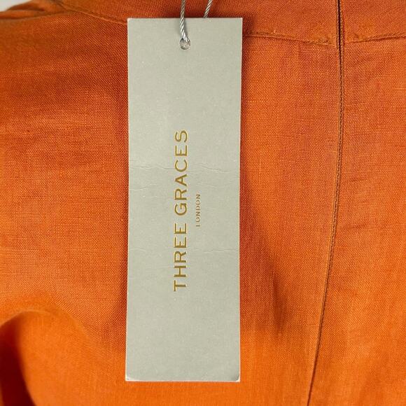 Three Graces Vivi Linen Sundress 2 Orange NWT - Picture 10 of 12